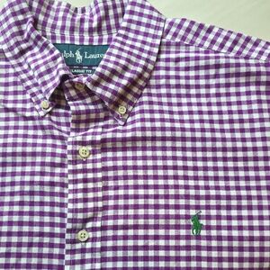 Ralph Lauren Men's Purple Checkered Shirt Size XL 100% Cotton